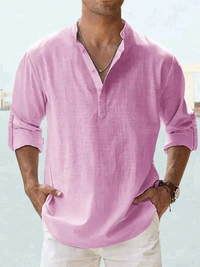 Leon | Herren Langarm Hemd | Sommer in Rosa