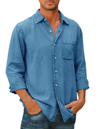 Klaus | Herren Langarm Hemd | Freizeithemd in Blau