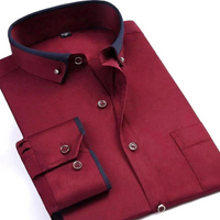 Claudio | Herren Langarm Hemd | Schwarz in Rot