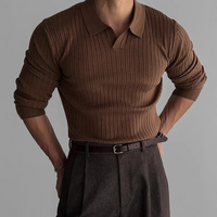Spencer | Herren Langarm Poloshirt | Weiß in Braun