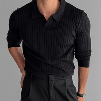 Spencer | Herren Langarm Poloshirt | Weiß in Schwarz