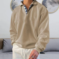 Zarek | Herren Stehkragen Pullover | Sweatshirt in Beige