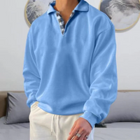 Zarek | Herren Stehkragen Pullover | Sweatshirt in Hellblau