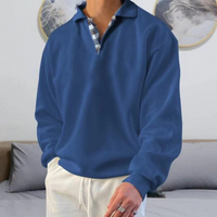 Zarek | Herren Stehkragen Pullover | Sweatshirt in Dunkelblau