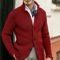 Idris | Herren Lange Strickweste | Trachtenweste in Rot