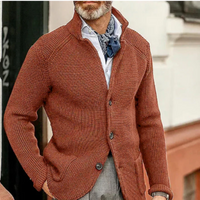 Idris | Herren Lange Strickweste | Trachtenweste in Orange Braun