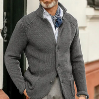 Idris | Herren Lange Strickweste | Trachtenweste in Grau
