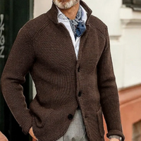 Idris | Herren Lange Strickweste | Trachtenweste in Kaffee