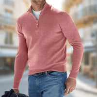 Felix | Herren Leichter Quarter-Zip Strickpullover in Rot