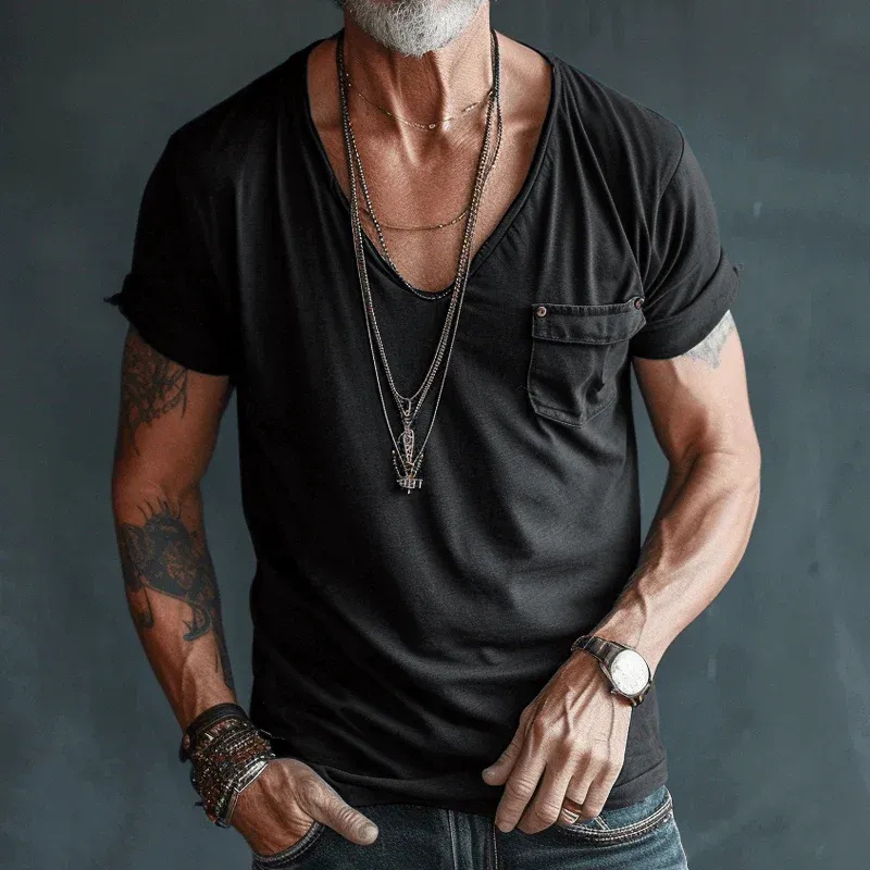 Herren luftiges V-Ausschnitt-T-Shirt | Kurzarm
