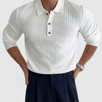 Justine | Herren Poloshirt Langarm | Weiß in Weiß