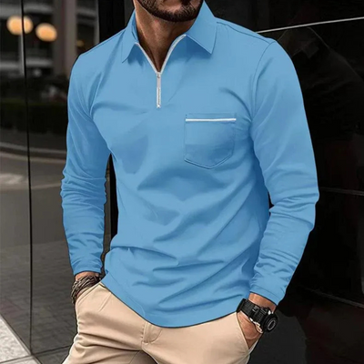 Herren Poloshirt mit Reißverschluss | Langarm