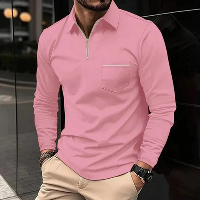 Herren Poloshirt mit Reißverschluss | Langarm