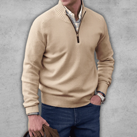Hilmar | Herren Pullover mit Reißverschluss | Strick Sweater in Beige