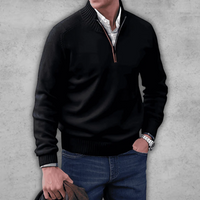 Hilmar | Herren Pullover mit Reißverschluss | Strick Sweater in Schwarz