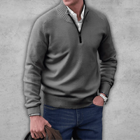 Hilmar | Herren Pullover mit Reißverschluss | Strick Sweater in Dunkelgrau