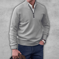 Hilmar | Herren Pullover mit Reißverschluss | Strick Sweater in Hellgrau