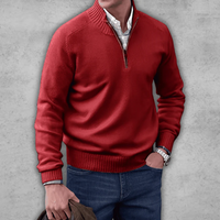 Hilmar | Herren Pullover mit Reißverschluss | Strick Sweater in Rot