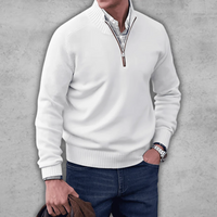 Hilmar | Herren Pullover mit Reißverschluss | Strick Sweater in Weiß