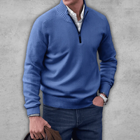 Hilmar | Herren Pullover mit Reißverschluss | Strick Sweater in Blau