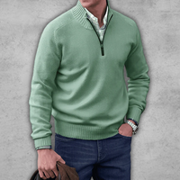 Hilmar | Herren Pullover mit Reißverschluss | Strick Sweater in Grün
