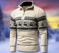 Gregory | Herren Pullover mit Reißverschluss | Sweater in Beige