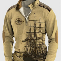 Gilbert | Herren Pullover Mit Reißverschluss | Sweater in Khaki Schiff