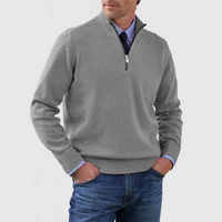 Lester | Herren Reißverschluss-Pullover | Sweatshirt in Grau