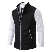 Xaver | Herren Reißverschluss Strickjacke | Strickweste in Schwarz