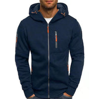 Simon | Herren Kapuzenpullover Strick mit Reißverschluss und Kordelzug in Marine