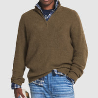 Lukas | Herren Gerippter Quarter-Zip Strickpullover in Braun