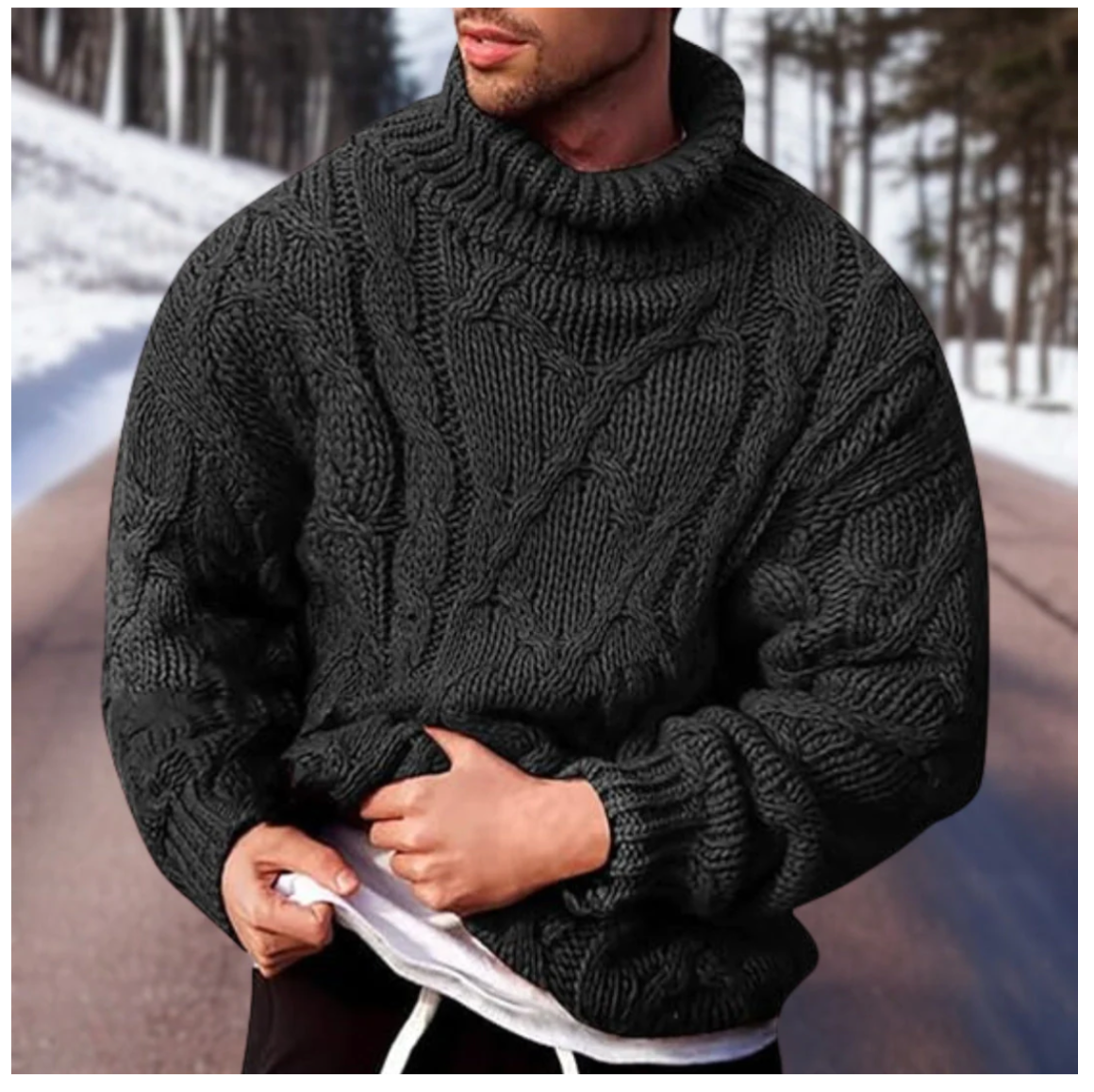 Steve | Rollkragenpullover Herren Schwarz | Strickpullover