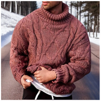 Steve | Rollkragenpullover Herren Schwarz | Strickpullover in Rosa