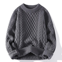 Timothy | Herren Rot Pullover | Strick Sweater in Retro Grau
