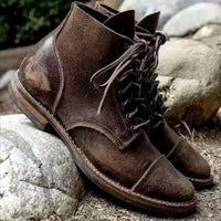Julian | Herren Schnürstiefel Klassische Leder Boots Robuste Gummisohle in Khaki