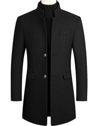 Frank | Herren Schwarz Trenchcoat | Lange Mantel in Schwarz