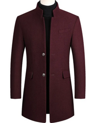 Frank | Herren Schwarz Trenchcoat | Lange Mantel in Weinrot