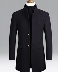 Frank | Herren Schwarz Trenchcoat | Lange Mantel in Marineblau