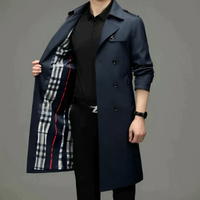 Oliver | Herren Schwarz Trenchcoat | Lange in Blau