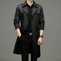 Oliver | Herren Schwarz Trenchcoat | Lange in Schwarz