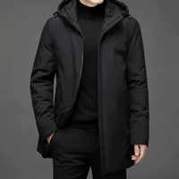 Julius | Herren Leichte Windbreaker | Lange Jacke in Schwarz