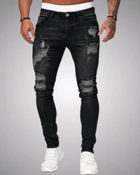 Oswin | Herren Skinny Jeans | Zerrissen in Schwarz