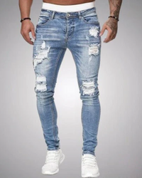 Oswin | Herren Skinny Jeans | Zerrissen in Hellblau