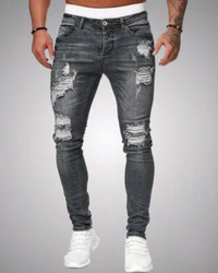 Oswin | Herren Skinny Jeans | Zerrissen in Grau