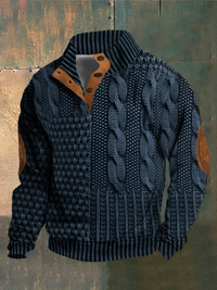 Darius | Herren Stehkragen Pullover | Warme Sweater in Dunkelblau