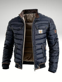 Sebastian | Herren Steppjacke mit Reißverschluss gefütterte Winterjacke in Marineblau