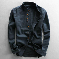 Lars | Herren Japanisches Hemd | Langarm in Marineblau