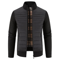 Herren-Strickfleece-Jacke - Kort in Schwarz