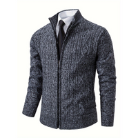 Domenico | Herren Strickjacke | mit Reißverschluss in Dunkelgrau