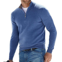 Dominik | Herren Strickpullover mit Halbem Reißverschluss in Blau